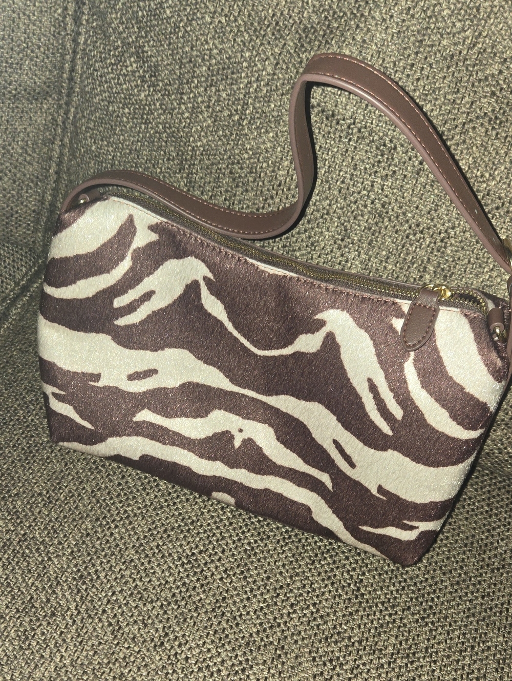 Old Navy Brown and Cream Zebra Shoulder Bag